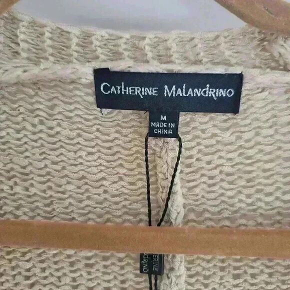 Catherine Malandrino Tan Cardigan Sweater Size Medium - Picture 4 of 6
